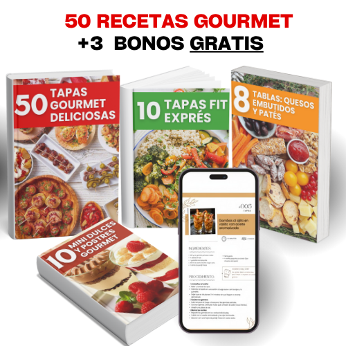 😋 Pack Tapas Gourmet +3 Bonus: Prepara +80 Recetas ricas y saludables en minutos 🥗