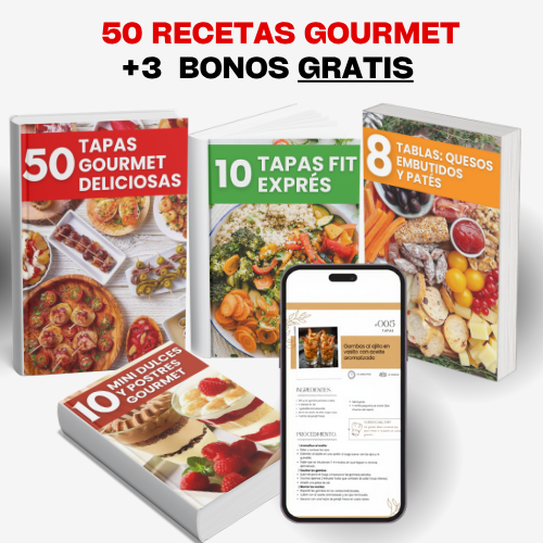 😋 Pack Tapas Gourmet +3 Bonus: Prepara +80 Recetas ricas y saludables en minutos 🥗