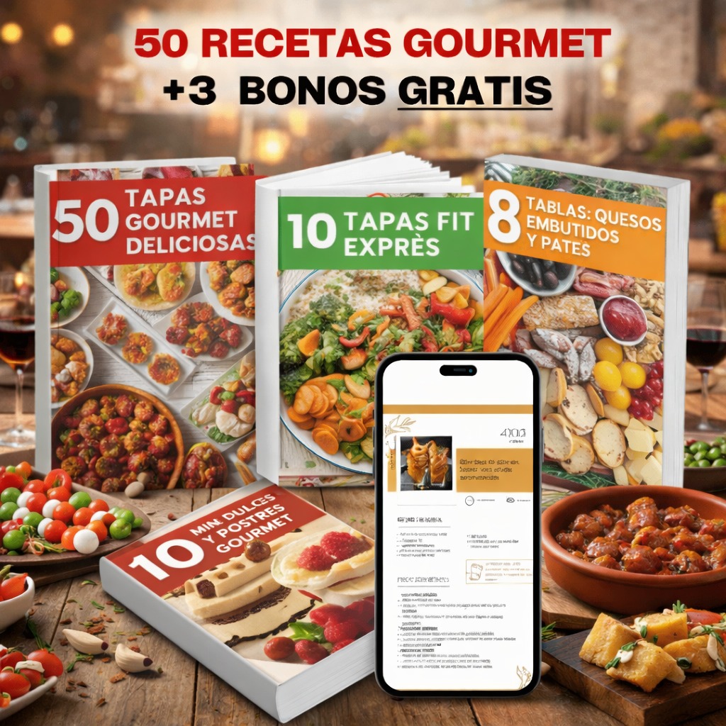 😋 Pack Tapas Gourmet +3 Bonus: Prepara +80 Recetas ricas y saludables en minutos 🥗